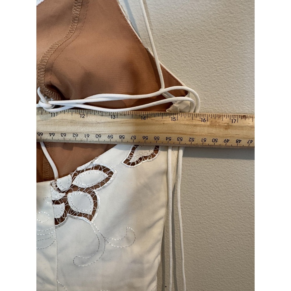 For Love & Lemons Dress Womens Small Ivory Floral Embroidered Slip Mini CD2642 - Picture 9 of 12